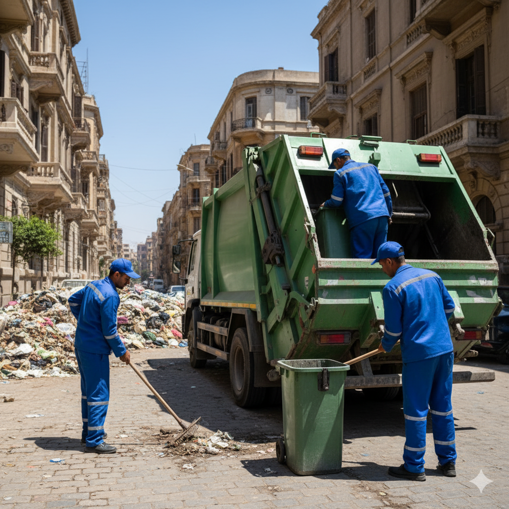 جمع القمامة يوميًا من صناديق القمامة ونقلها إلى المقالب العمومية